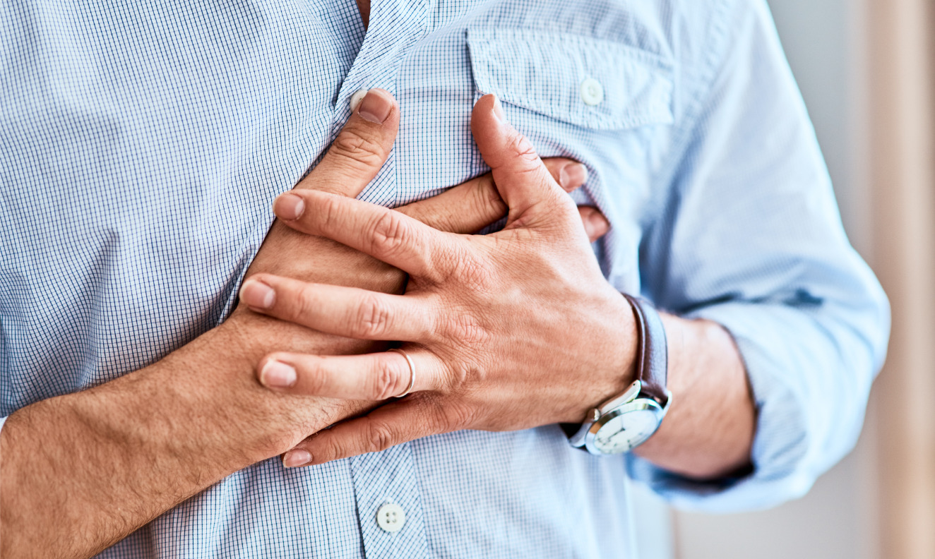 man with chest pains