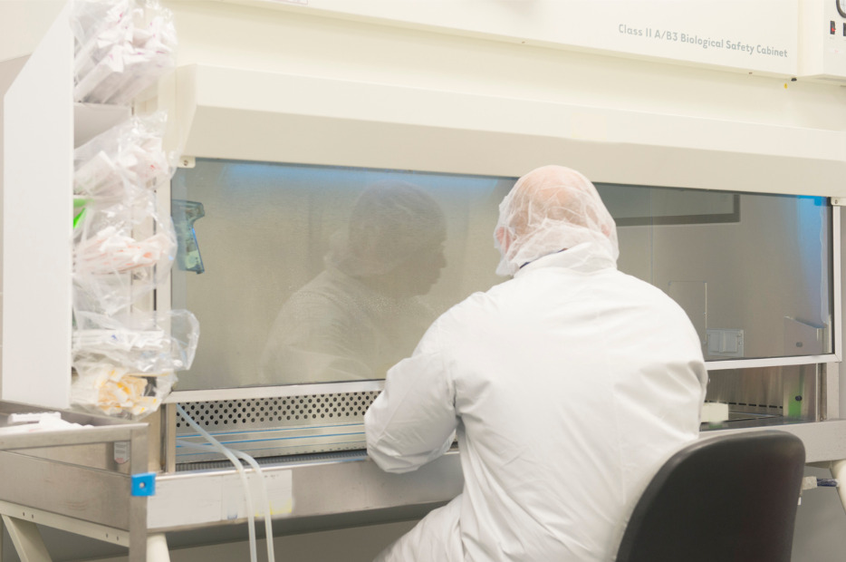 pharmacist working in a clean room