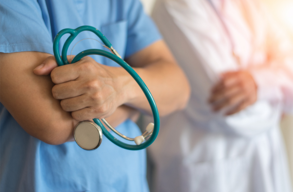 close up of a physician-holding-a stethoscope